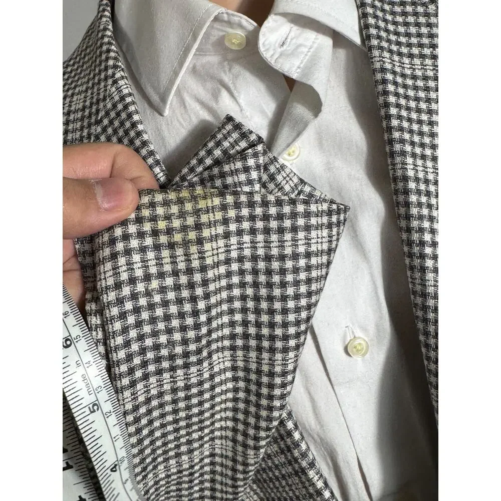 Tom Ford Houndstooth Sport Jacket Blazer 58L 48L US Peak Lapels Wool Silk Linen - Picture 4 of 8